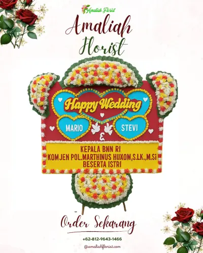 Karangan Papan Bunga Pernikahan di Padangbulia